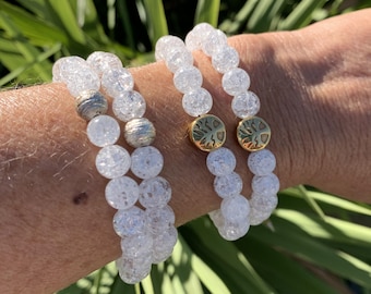 Bracciale in cristallo di rocca "il purificatore", per lei, per lui, Bracciale in quarzo bianco, bracciale personalizzato
