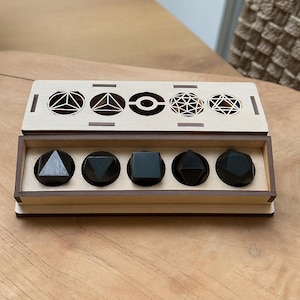 Shungite Platonic Solids | Sacred Geometry, Energy & Protection | Set of 5 Crystals – Lithotherapy, Grounding, Spiritual Gift