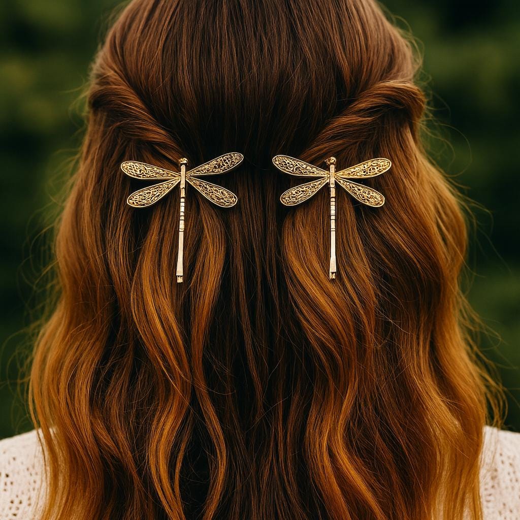 2 Barrettes Libellule Pailletées Rose Fille - Accessoires Cheveux