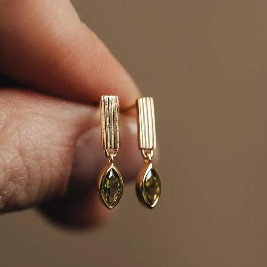 Peridot gold earrings, Real peridot earrings, Women's birthday gift, Gift for her