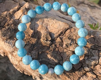 Bracelet Larimar naturel de grade supérieur "la pierre de l'Atlantis", bracelet femme, cadeau pour elle, cadeau anniversaire femme