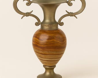 Pequeño jarrón vintage de ágata bandeada (ónix decorativo), jarrón de piedra, objeto vintage, objeto decorativo de piedra natural, años 60-70