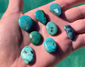 Natural turquoise cabochons for jewelry, crafts, collection, natural stones, birthstone