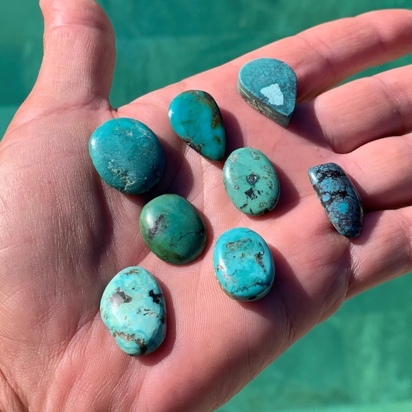 Cabochons turquoise naturelle pour bijoux, artisanat, collection, pierres naturelles, pierre de naissance