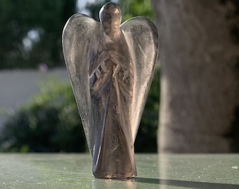 Smoky quartz angel, a guardian angel against addictions, statuette, pocket angel, birthday gift, mom gift