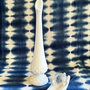 Vintage Fenton Hobnail Milk Glass Swung Bud Vase