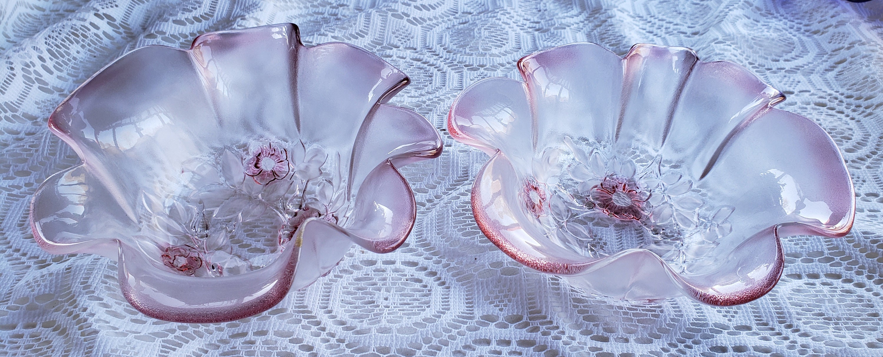 Vintage Mikasa Rosella Pink Walther Crystal Flower Shaped Etsy