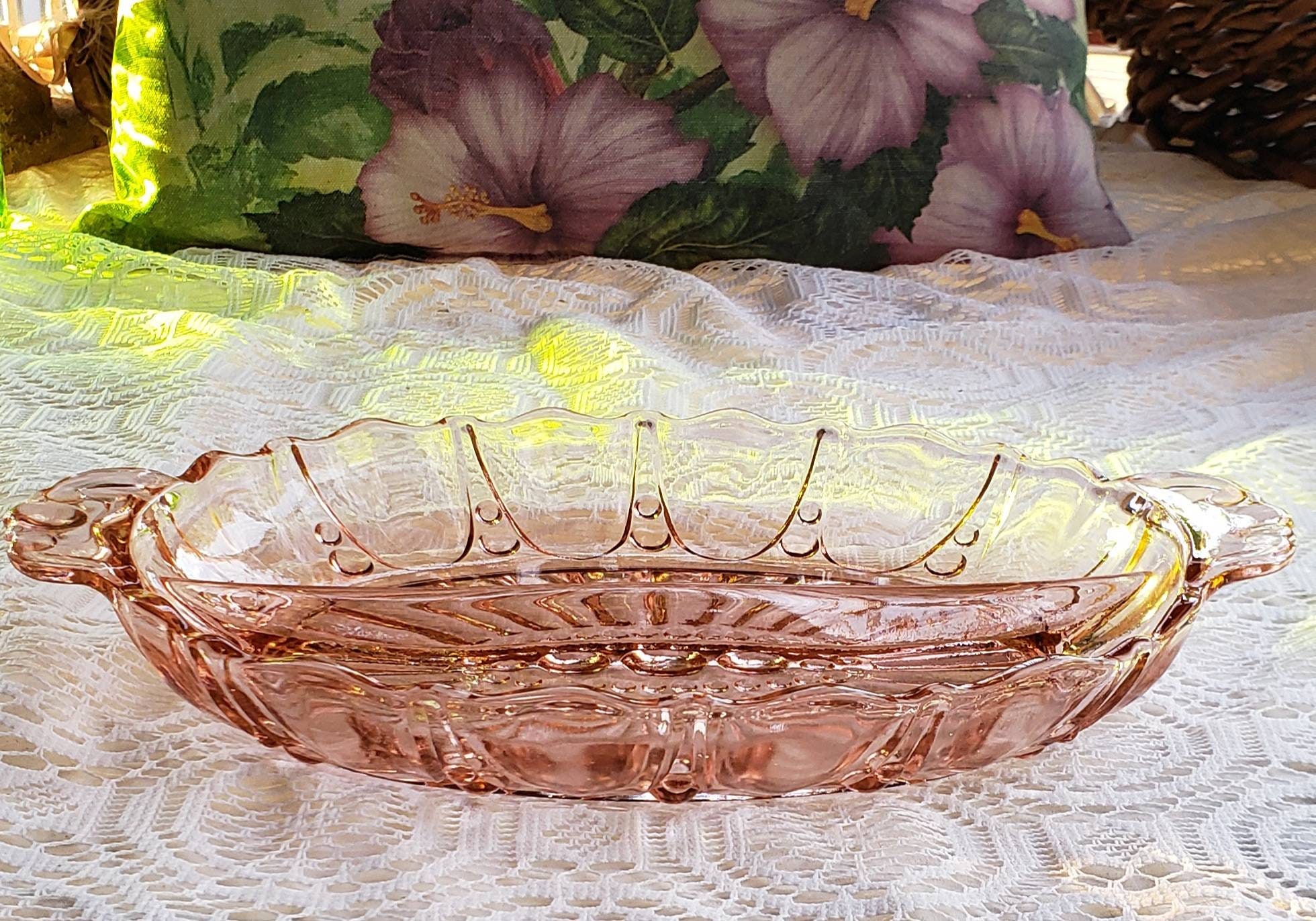 Vintage Oyster and Pearl Pink Depression Glass Divided Bowl Etsy