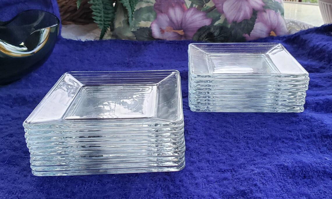 Contemporary Clear Glass Square Mini Plates for Parties Etsy