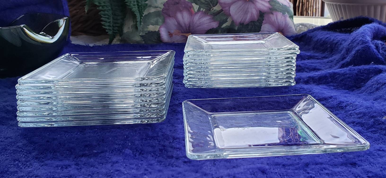 Contemporary Clear Glass Square Mini Plates for Parties Etsy