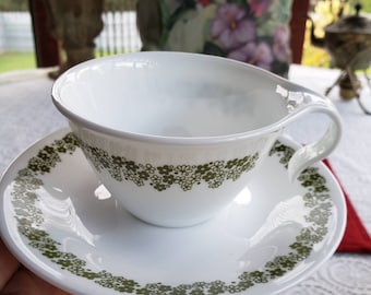 Corelle Vintage 1970's Crazy Daisy Spring Blossom Hook Cup and Saucer Sets Mint Condition Like New