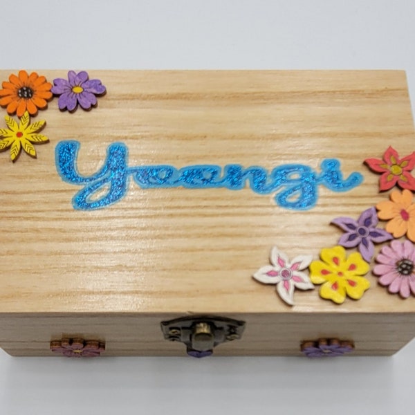 BTS Yoongi Wooden Jewelry /Trinkets Box. Hand painted. Great addition to your bias collection! ATTENTION! Box size - L 6"xW 3.75"xH 2"