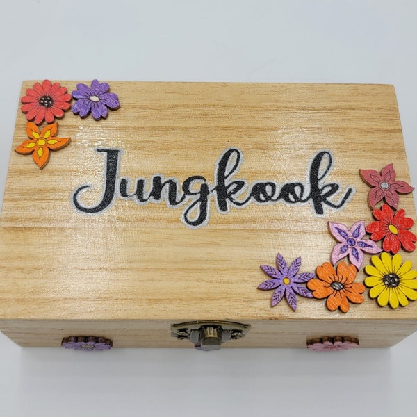 BTS Jungkook Wooden Jewelry /Trinkets Box. Handmade. Great addition to your bias collection! ATTENTION! Box size - L 6"xW 3.74"xH 2"