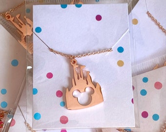 Disney Castle and Mickey Mouse necklace