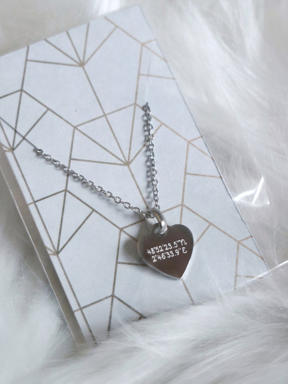 Disneyland Paris Heart Shaped Necklace with Castle Coordinates