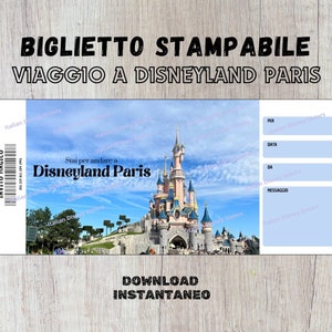 Biglietto stampabile per sorpresa viaggio a Disneyland Paris // stampabile a casa // biglietto regalo Disneyland Paris