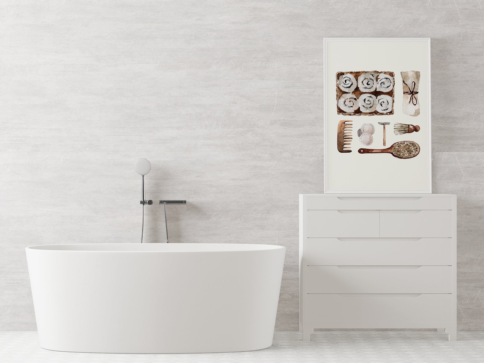 Watercolor Bathroom Prints Minimal Wall Art Modern Wall Etsy