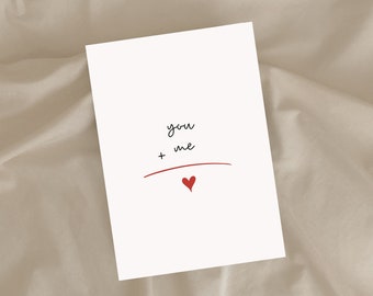 Printable You and Me Card | Digital Cute Simple Valentine's Day Gift | Love You Anniversary Card