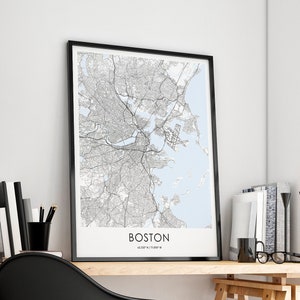 Boston city map poster, moving in gift for boyfriend, custom location map, housewarming gift for family, wall art for boys room, map art image 4