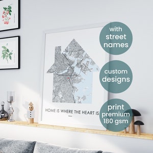 Boston city map poster, moving in gift for boyfriend, custom location map, housewarming gift for family, wall art for boys room, map art Home