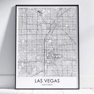 Stadtplan von Las Vegas, minimalistische Schwarz-Weiß-Wandkunst, anpassbarer moderner Stadtplan, personalisiertes Reisegeschenk, Kartendekor, Kartenposter