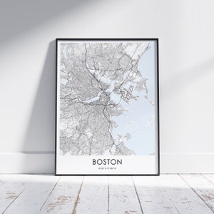 Boston city map poster, moving in gift for boyfriend, custom location map, housewarming gift for family, wall art for boys room, map art Rectangle