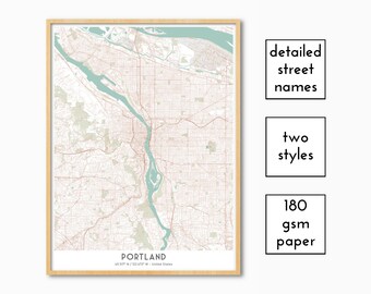 Portland map, customizable, map poster, city map, wall decoration, couple gifts
