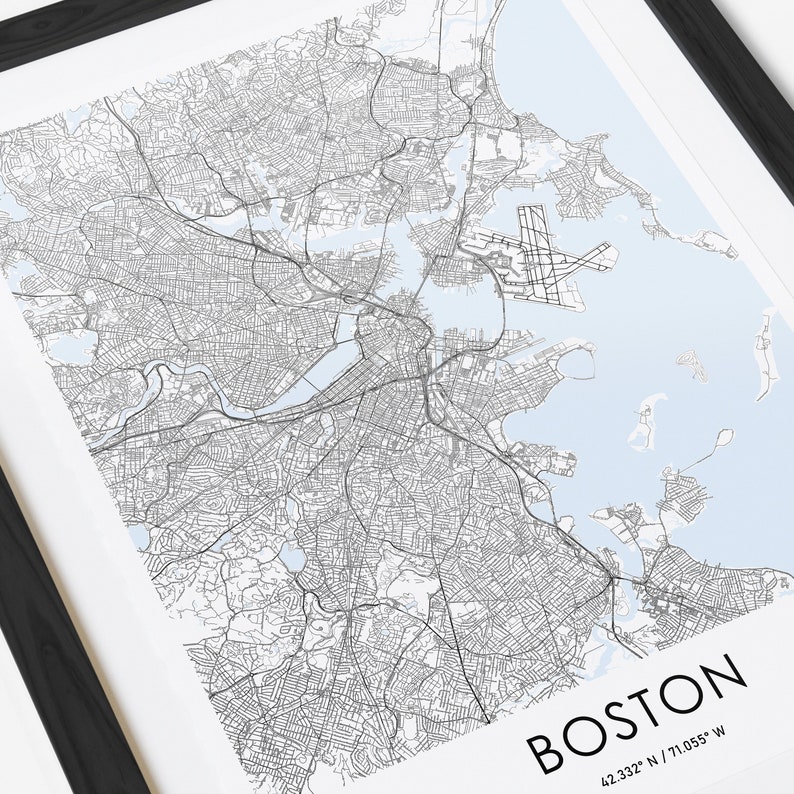 Boston city map poster, moving in gift for boyfriend, custom location map, housewarming gift for family, wall art for boys room, map art image 3