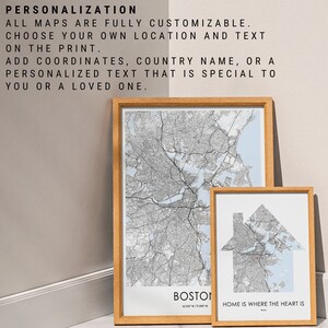 Boston city map poster, moving in gift for boyfriend, custom location map, housewarming gift for family, wall art for boys room, map art image 8