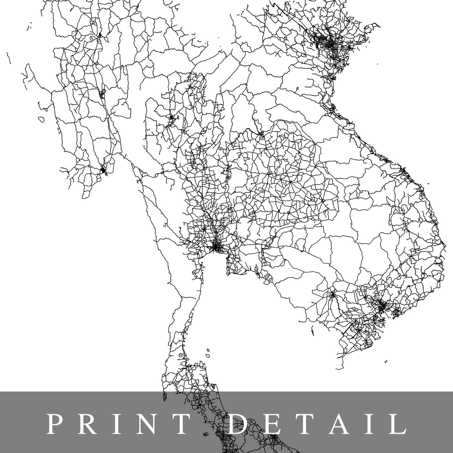 Indochina Map map poster map wall art minimalist map black | Etsy