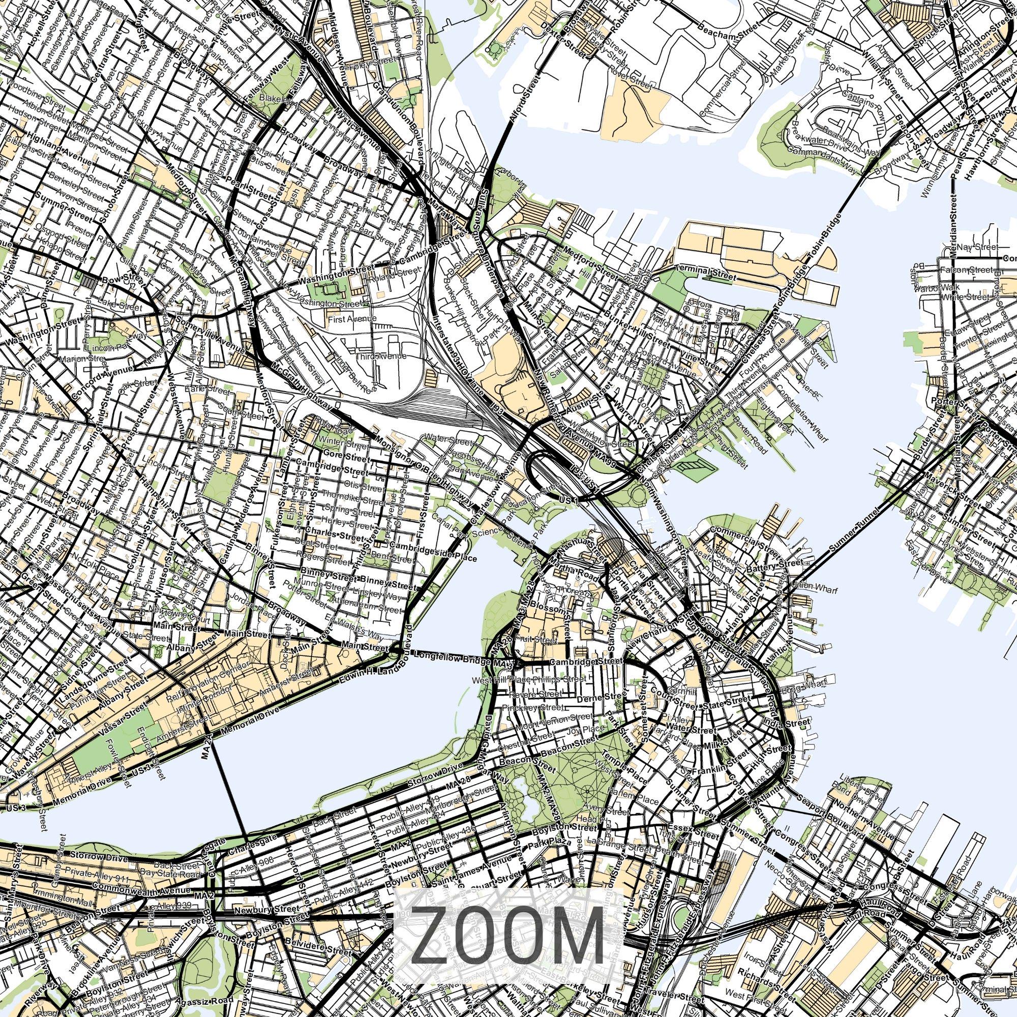 Boston City Map, Minimalist Black and White Wall Art, Customizable ...