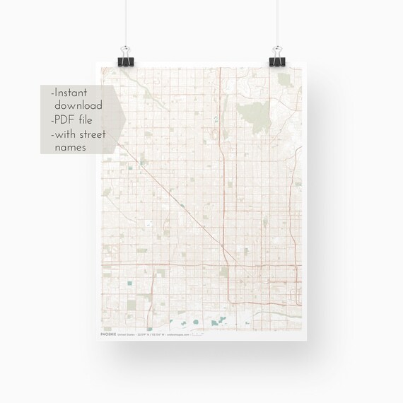 Phoenix Map Street Map Digital Download Vector File Pdf - Etsy