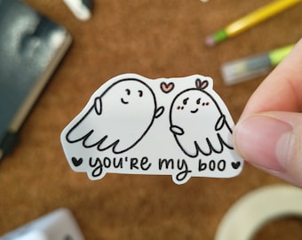 You’re My Boo Ghost Vinyl Sticker - Cute Valentine Love Pun Sticker | Spooky Cute Romantic Decal Gift for Laptop, Water Bottle, Kindle