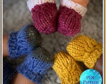 Easy Knit Doll Shoes Miniland 21cm, PDF digital pattern, Cute clothes, Beginner friendly, Flat knit, Sock Boot, Clear instructions & Photos