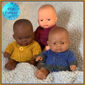 Miniland 21cm Doll clothes, Knitted Cardigan, PDF digital download, Quick easy pattern, Beginner friendly, Flat knit, Clear instruction