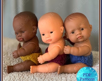 Knit Underpants Pattern for Miniland 21cm Doll, Beginner Friendly (PDF Pattern)