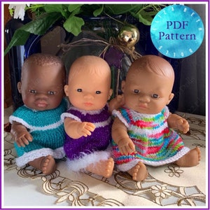 Miniland 21cm Doll dress PDF Knitting Pattern, Straight Needles, Beginner friendly, Quick Easy Knit, Cute girl clothes, Photo helps, 8ply DK