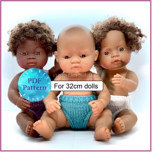 32cm Miniland Doll Clothes, Underpants, Knickers, Undies, PDF Digital Download, Easy Flat knit, Beginner friendly, Clear instruction, Photos