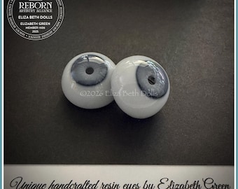 CUSTOM ‘Slate’ Reborn Doll Eyes | 16-24mm | Choose Iris / Pupil / Sclera | Handcarved Iris Not CGI