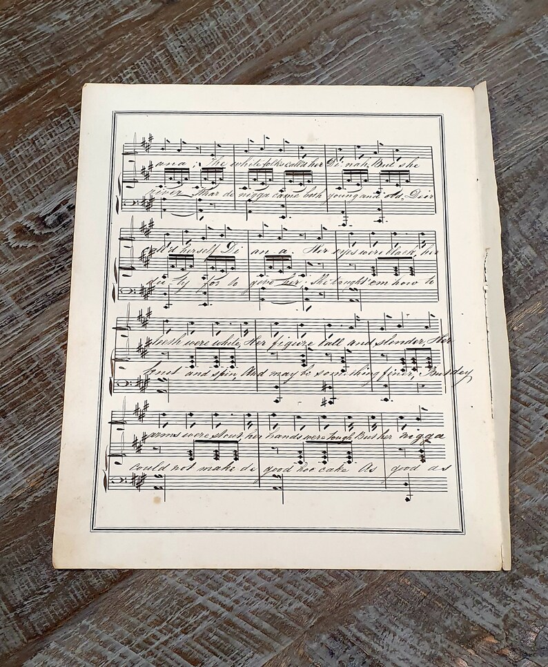 1920s Hand Written Vintage Sheet Music With Lyrics. Double Sided Sheet ...