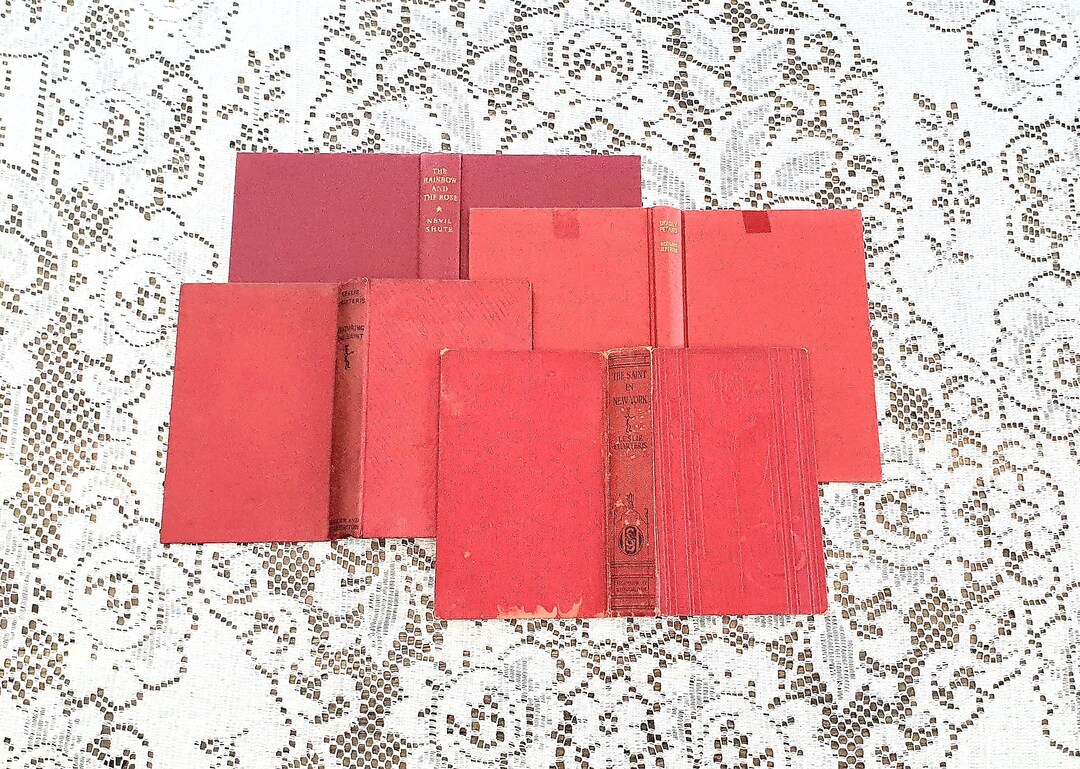 Vintage Hard Book Covers Red and Brown for Junk Journal, Scrapbooking