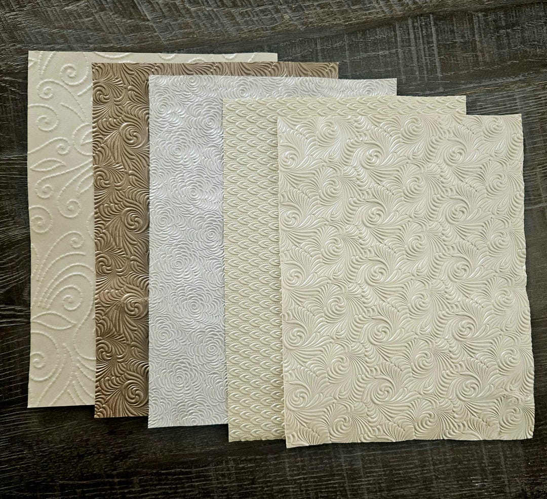 Mixed Set of Embossed Pattern Decorative Paper Pack for Scrapbooking ...