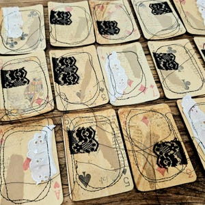 Handmade Altered Playing Cards for Junk Journal, Scrapbooking, Mixed Media Art. Set of 8.