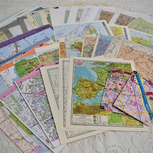 30 Vintage Maps and Atlas Pages for Scrapbook Junk Journal Ephemera. Art & Craft Paper.