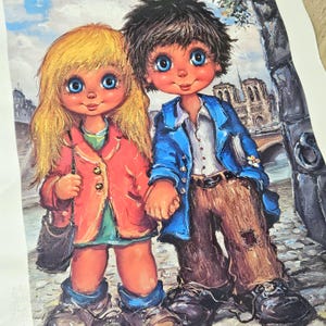 Vintage Michel Thomas Carte French Poster. ,1974, Petits Poulbots "Sous les ponts de Paris" Poster.