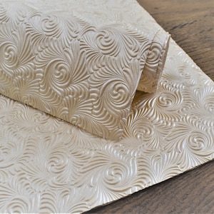Large Sheet. Embossed Pearlised Cream Swirl Pattern Decorative Paper Pack for Scrapbooking, Paper Craft, Card Making.