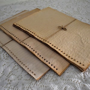 Lined Paper with Edge Holes, Tea Dyed Paper Pack for Junk Journal Scrapbook Paper Craft
