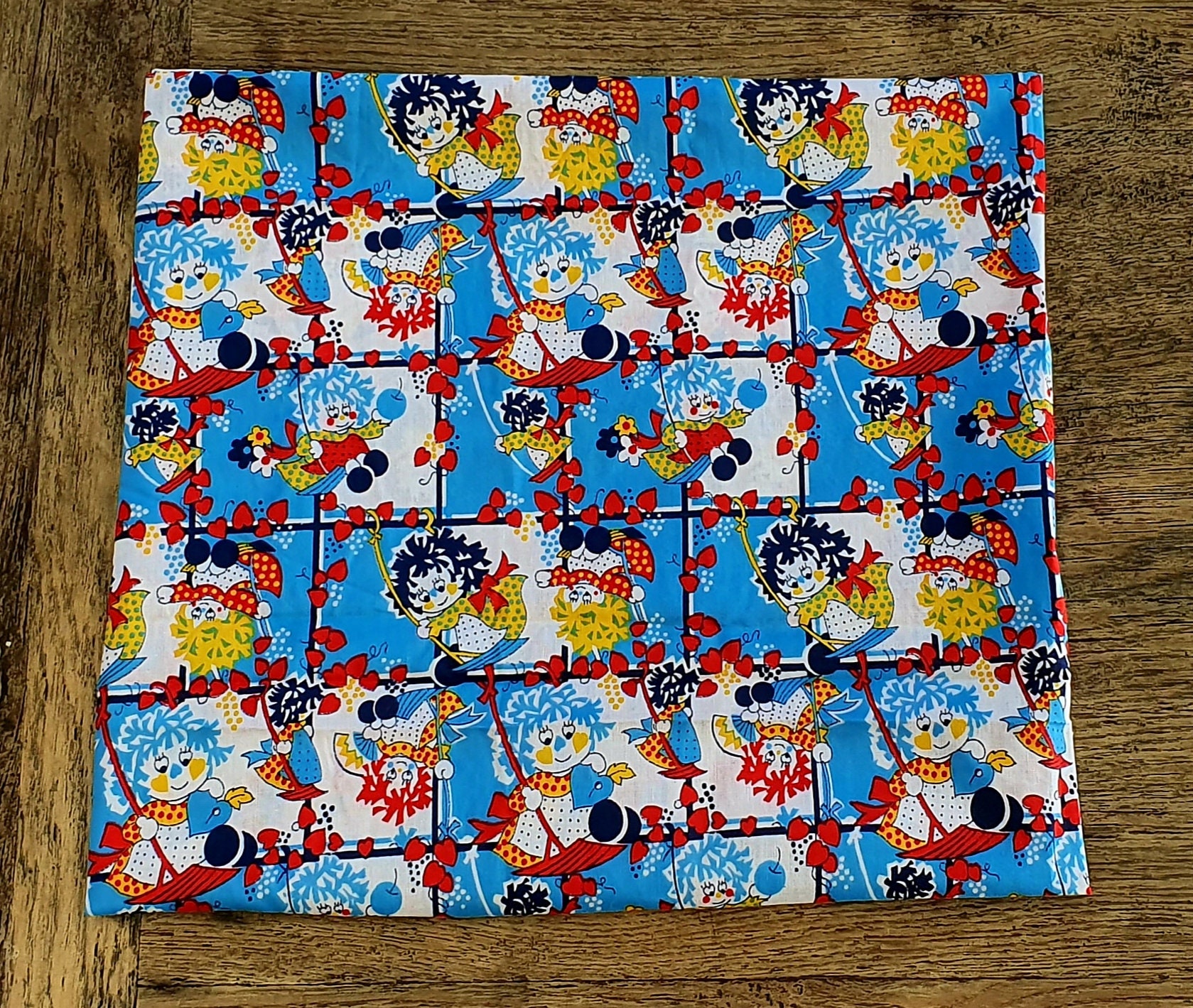 Vintage Rag Doll. Cotton Fabric. Blue White and Red. for Junk Etsy