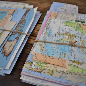 50x Scrap Map Pieces. Vintage Paper Map Grab Bag for Junk Journal, Scrapbooking, Collage. Art & Craft Paper.
