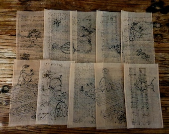 Tea Bag Art Whimsical Lady for Junk Journal Scrapbook Ephemera